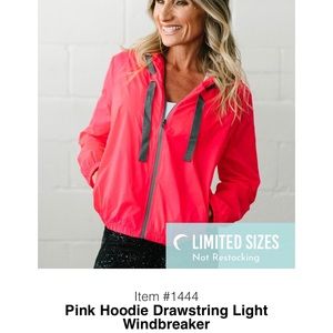 Zyia Pink Hoodie Light Drawstring Windbreaker